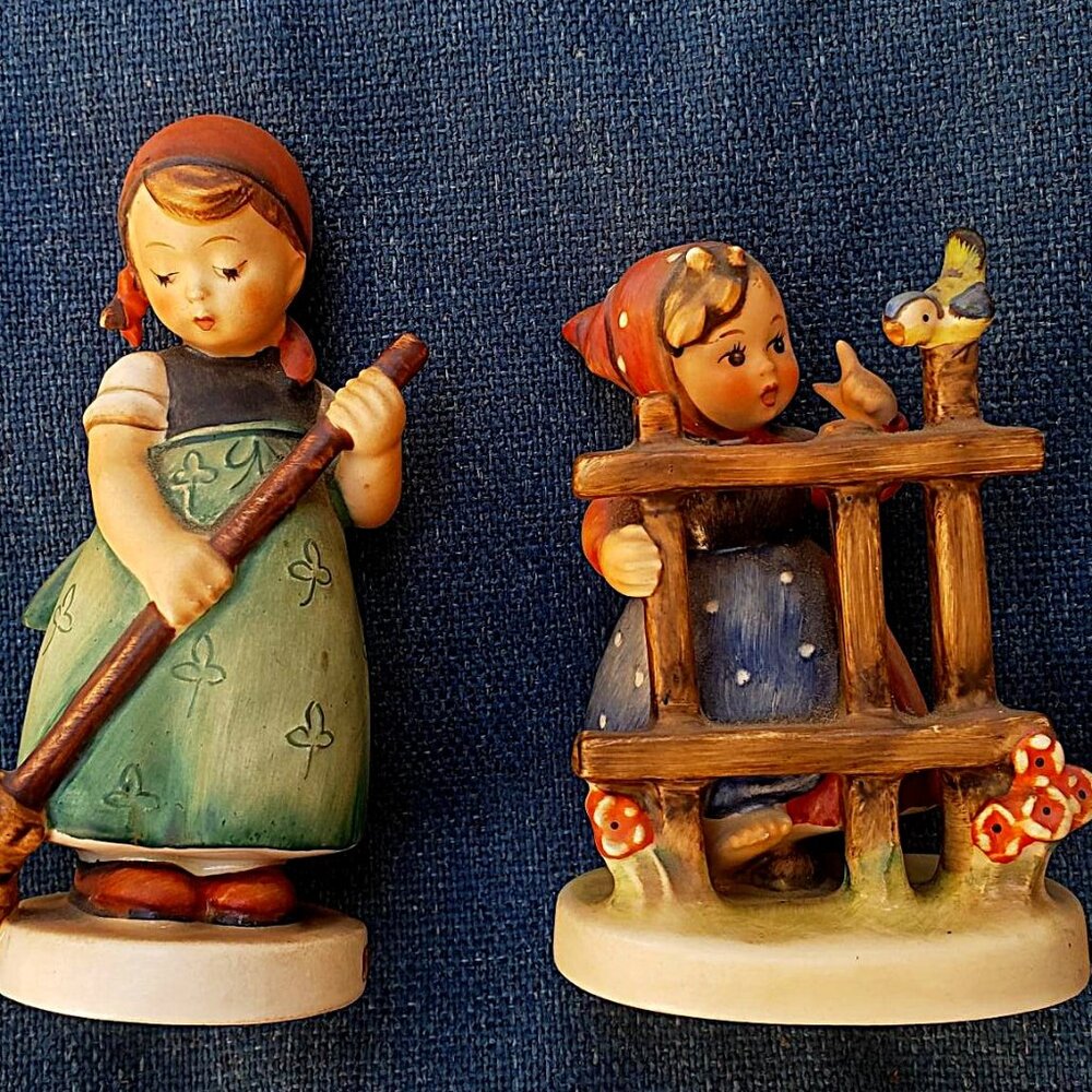Pair of Vintage Hummels: Little Sweeper and Signs of Spring
